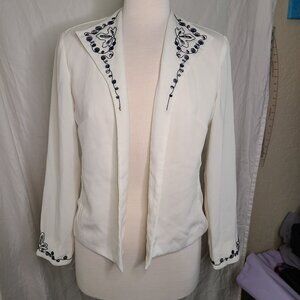 #139  K Petite Collection White blazer with embroidered black sequins